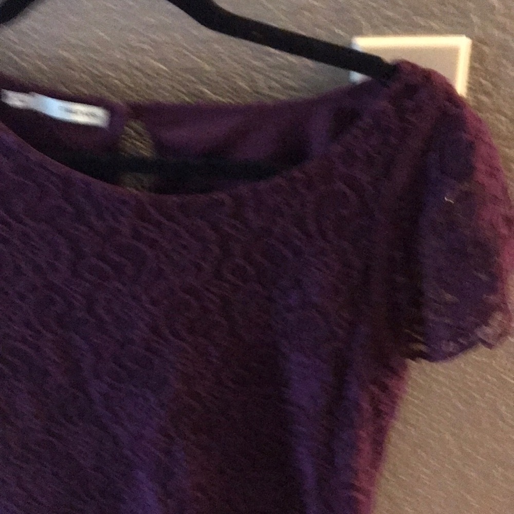 Nice lacy blouse in beautiful berry color for fall .